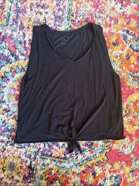 Black Athletic Tie-Front Tank Top (Medium)
